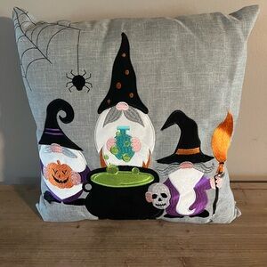 Halloween Gnome Decorative Pillow -‎ Gray and Black